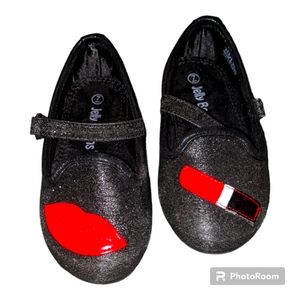 Jellybeans Black Glitter Velcro Dress Shoes Toddler Kids 7